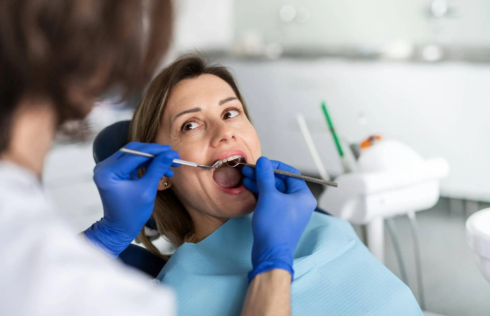 A woman with her mouth open